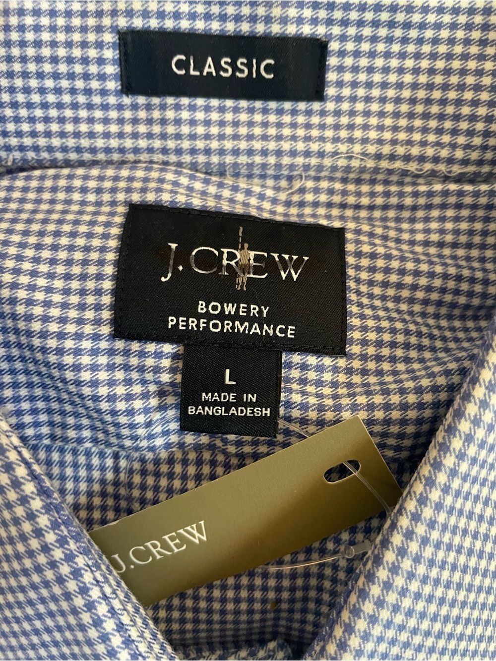 J. CREW Classic Bowery performance stretch dress shirt in Check Blue Size L $98 - Picture 9 of 10